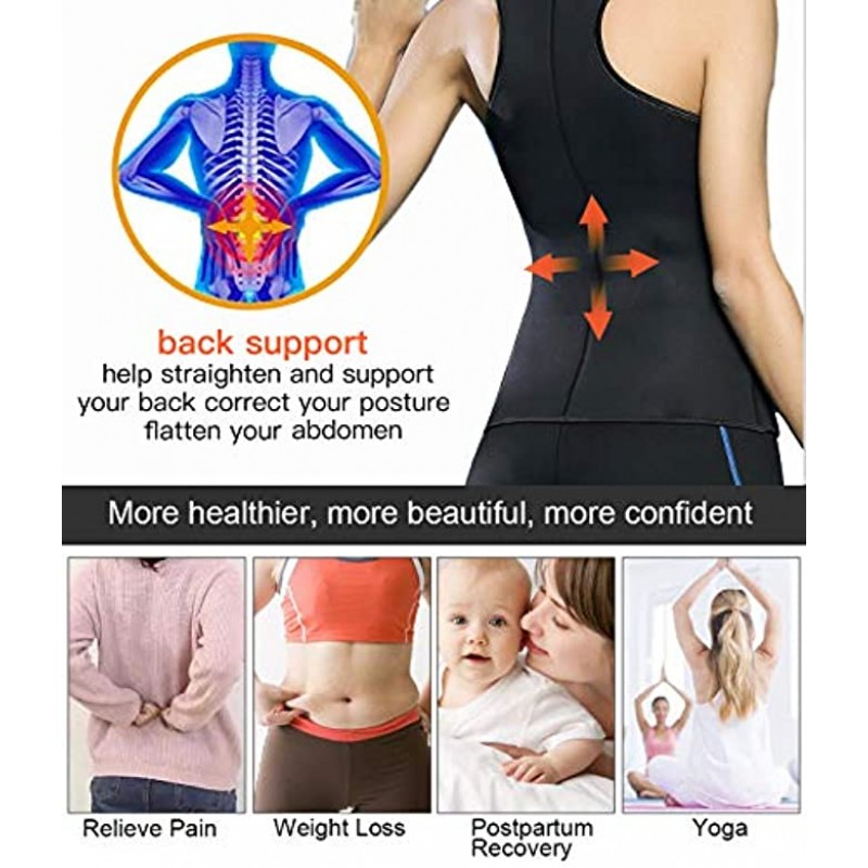 FORENJOY Women Neoprene Sauna Suit Sweat Vest Waist Trainer Corset Weight Loss Velcro Belt Workout Tank Top