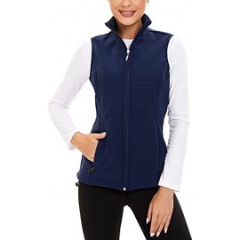 Luranee Women's Lightweight Softshell Vest Fleece Lined Zip Up Windproof Sleeveless Jacket for Golf Running Hiking Travel