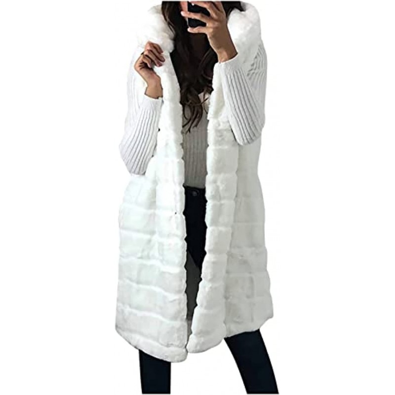 Vests for Women Dressy Casual Plain Color Sleeveless Fuzzy Coats Thick Fleece Warm Quilted Jacket Hoodies with Pockets