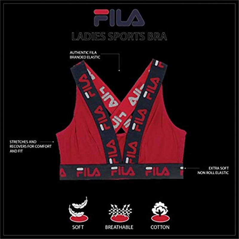 Fila Women's Logo Cotton Cross-Back Sports Bra