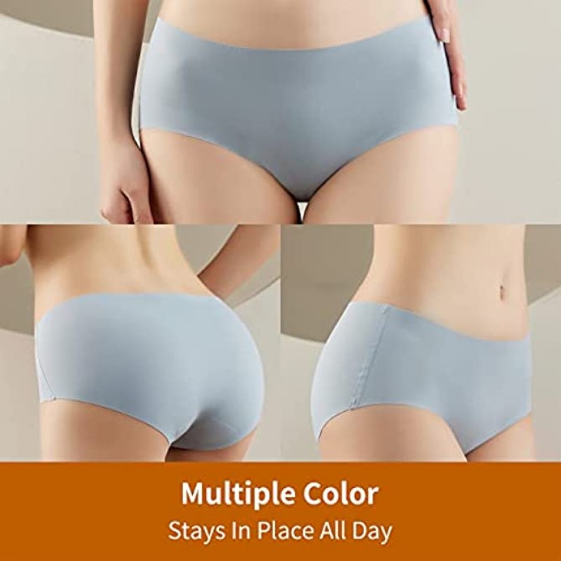 SPIEZ 6 Pack Seamless Underwear for Women Soft Women’s Panties with 6 Colors Packed Full Back Coverage Briefs for Ladies