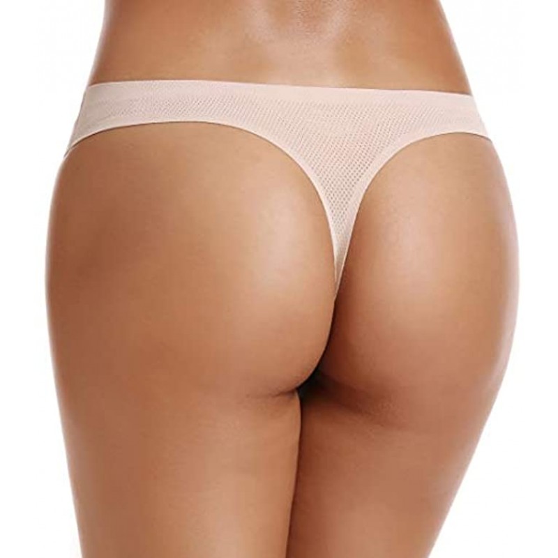VOENXE Seamless Thongs for Women No Show Thong Underwear Women 5-10 Pack