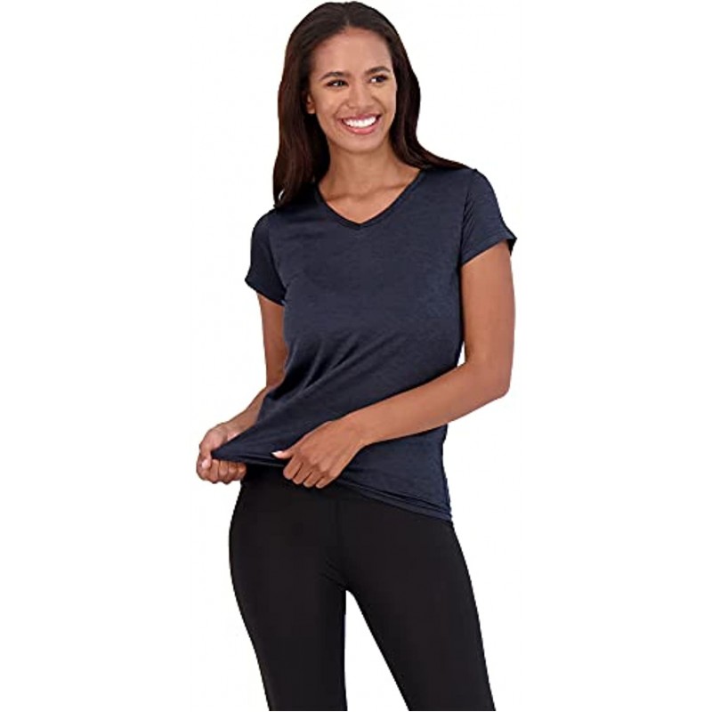 5-Pack Women's Short Sleeve V-Neck Activewear T-Shirt Dry-Fit Moisture Wicking Perfomance Yoga Top Available in Plus Size