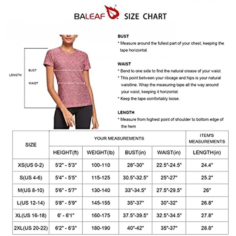 BALEAF Women's Athletic Shirt Workout Top Running Yoga Lightweight Quick Dry Short-Sleeved Crewneck Tee