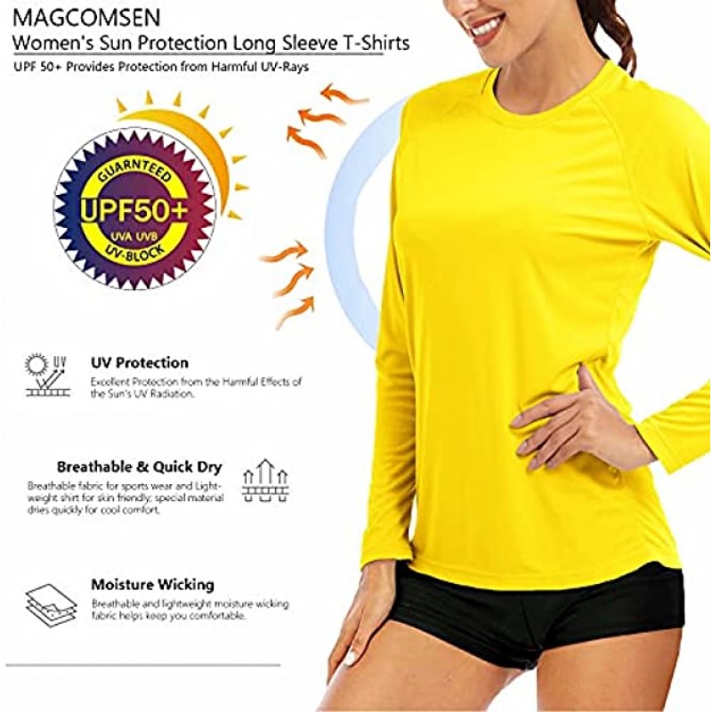 MAGCOMSEN Women's Long Sleeve Shirts UPF 50+ Sun Protection Shirts for Hiking Fishing Workout Rash Guard