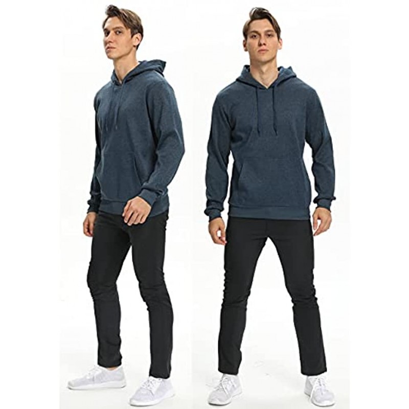 Pullover Long Sleeve Hoodies for Men Men’s Fleece Hooded Sweatshirt Drawstring Casual 2-pack