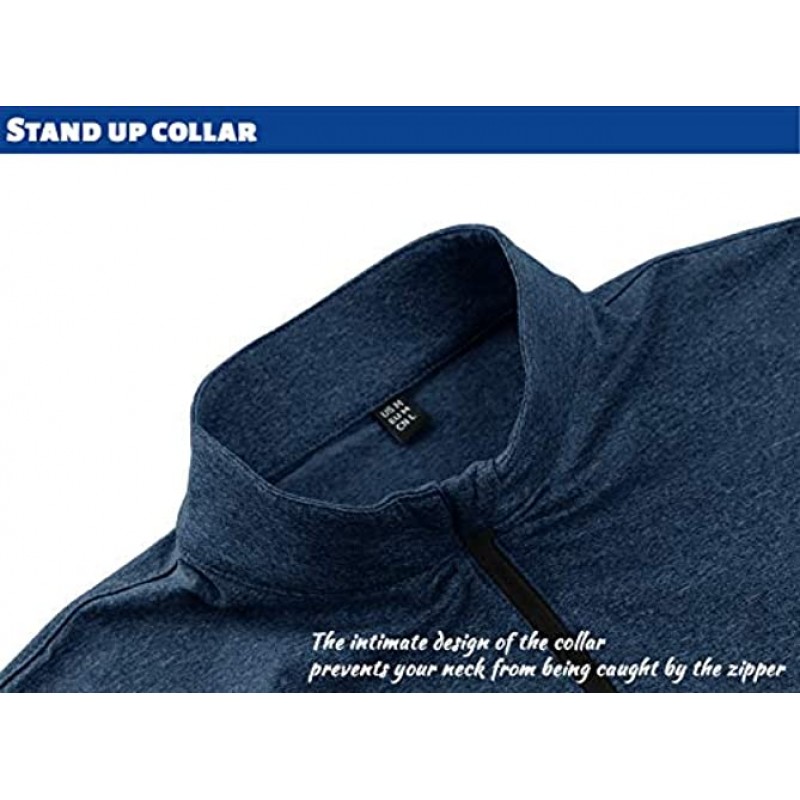 TACVASEN Men's Sports Shirts 1 4 Zip Long Sleeve Fleece Lined Running Workout Pullover Tops Sweatshirt