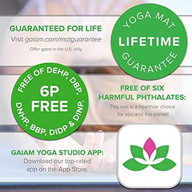 Gaiam Print Yoga Mat Non Slip Exercise & Fitness Mat for All Types of Yoga Pilates & Floor Exercises
