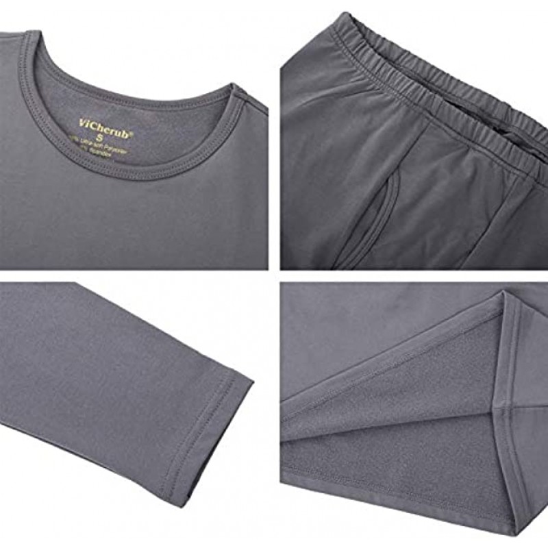 ViCherub Men's Thermal Underwear Set Long Johns Fleece Lined Warm Base Layer Thermals 2 Sets for Men