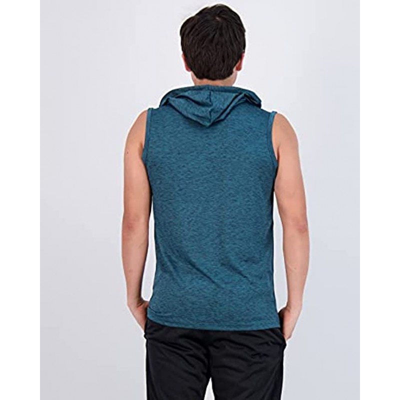 3 Pack: Men’s Dry-Fit Active Hooded Tank Top Workout Sleeveless Hoodie with Drawstring
