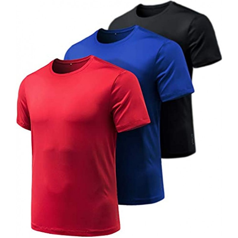 ATHLIO 2 or 3 Pack Men's Workout Running Shirts Sun Protection Quick Dry Athletic Shirts Short Sleeve Gym T-Shirts