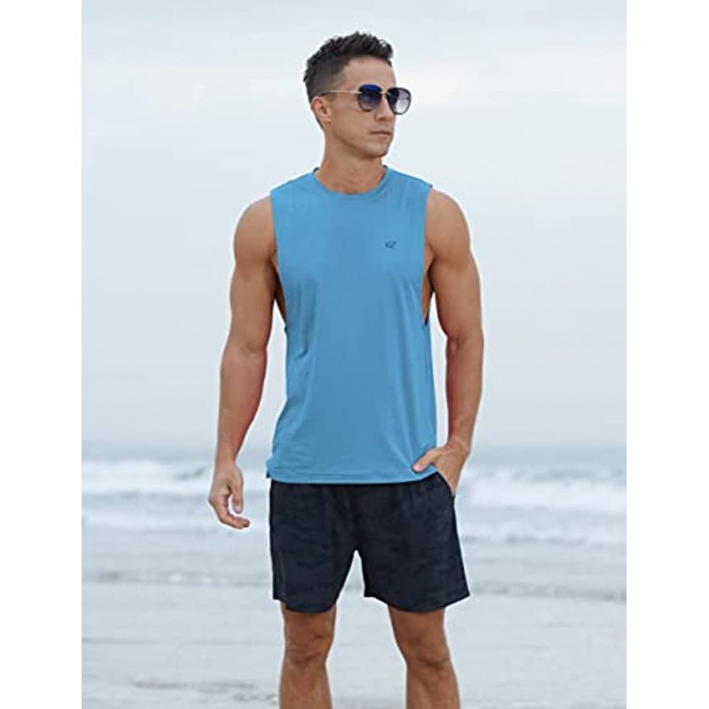 EZRUN Men's Tank Tops Swim Beach Sleeveless Shirt Quick Dry Gym Workout Stringer Muscle Tank Top Big and Tall