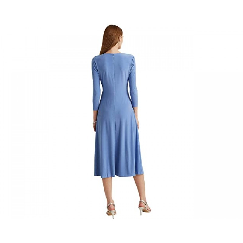 LAUREN Ralph Lauren 3/4 Sleeve Jersey Dress Blue Loch