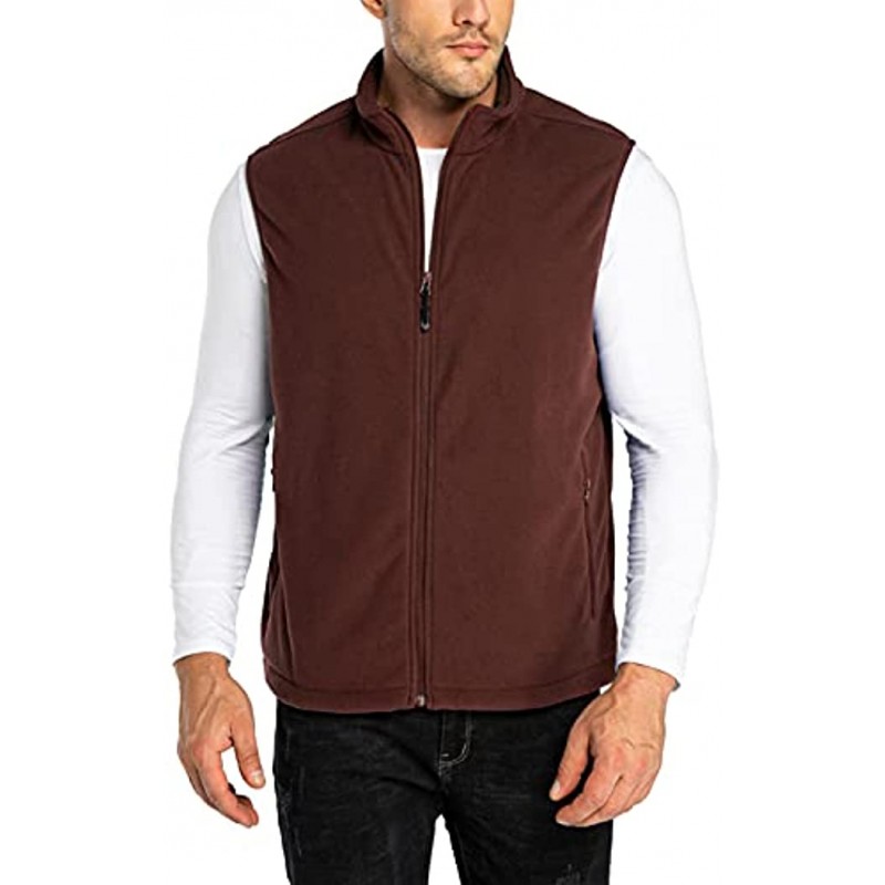 33,000ft Men's Fleece Vest Lightweight Warm Zip Up Polar Vests Outerwear with Zipper Pockets Sleeveless Jacket for Winter