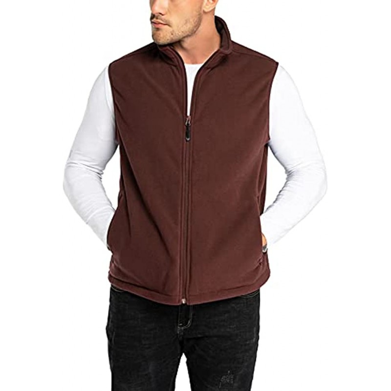 33,000ft Men's Fleece Vest Lightweight Warm Zip Up Polar Vests Outerwear with Zipper Pockets Sleeveless Jacket for Winter