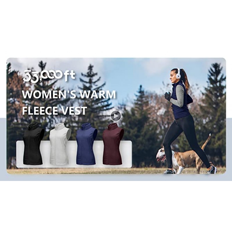 33,000ft Women's Fleece Vest Lightweight Warm Polar Soft Vests Outerwear with Zip Up Pockets Sleeveless Jacket for Winter
