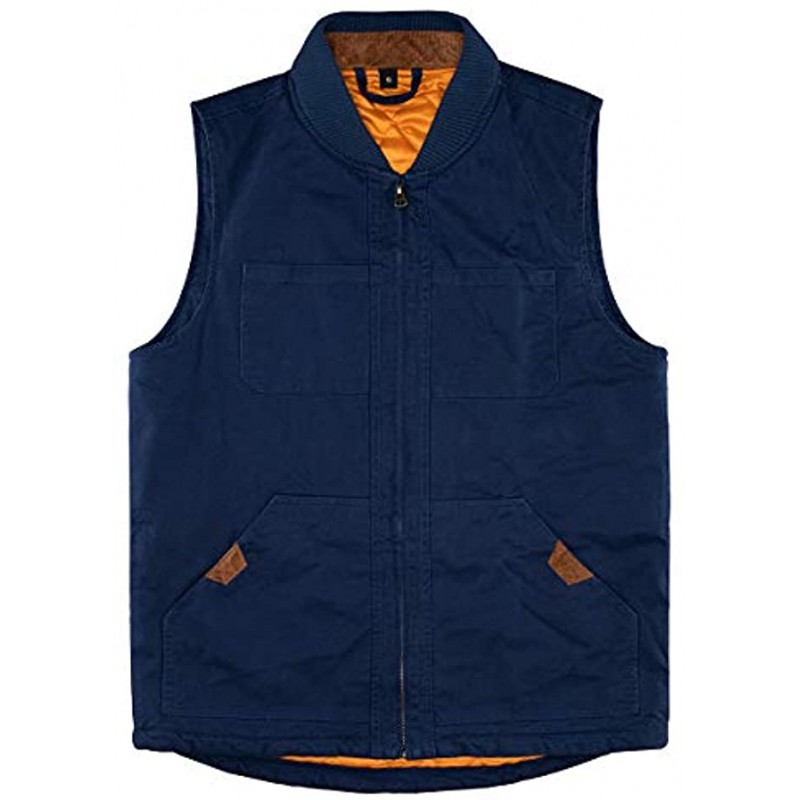 Men's Quilted Lined Vest Washed Canvas Winter Warm Outdoor Hunting Work Utility Travel Vest Jacket