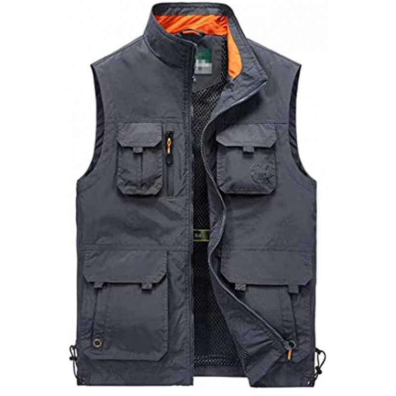 Renost Men's Outdoor Multi-Pockets Photography Fishing Vest Male Stand Collar Zipper Camping Hunting Vest