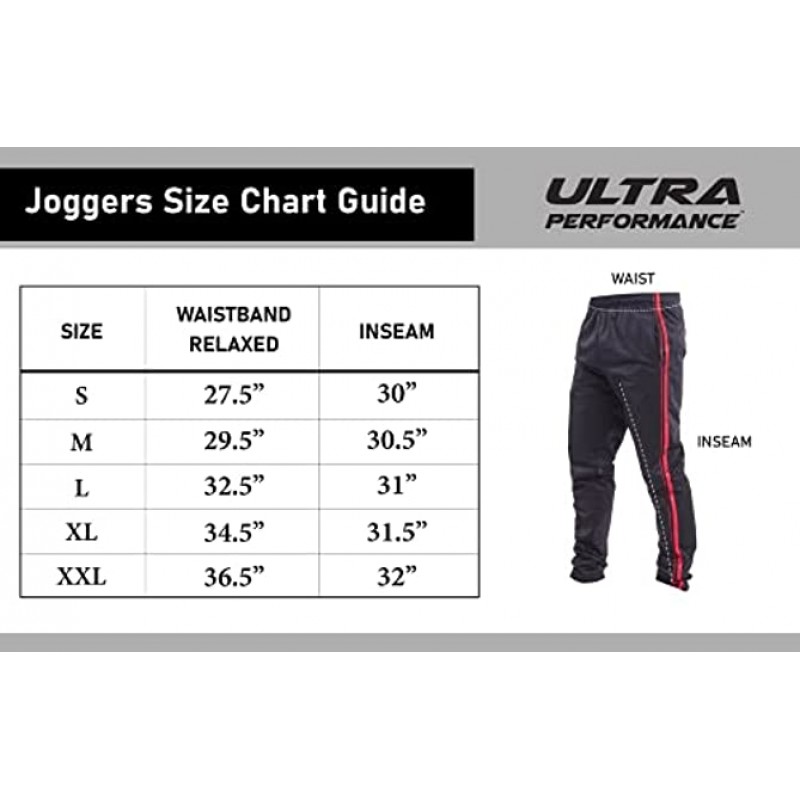 Ultra Performance Pack of 3 Athletic Tech Mens Joggers Track Pants for Men with Zipper Pockets