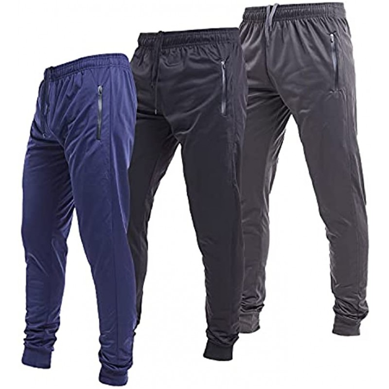 Ultra Performance Pack of 3 Athletic Tech Mens Joggers Track Pants for Men with Zipper Pockets