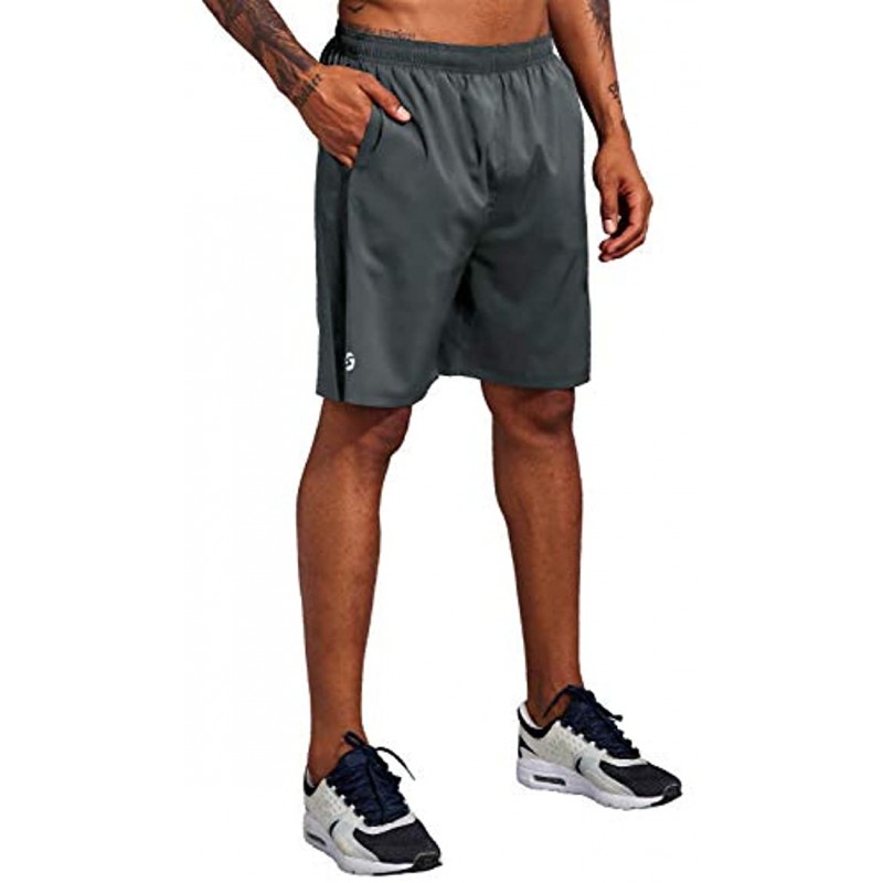 Men's 7 Inch Workout Running Shorts Quick Dry Lightweight Athletic Gym Training Shorts with Zip Pockets
