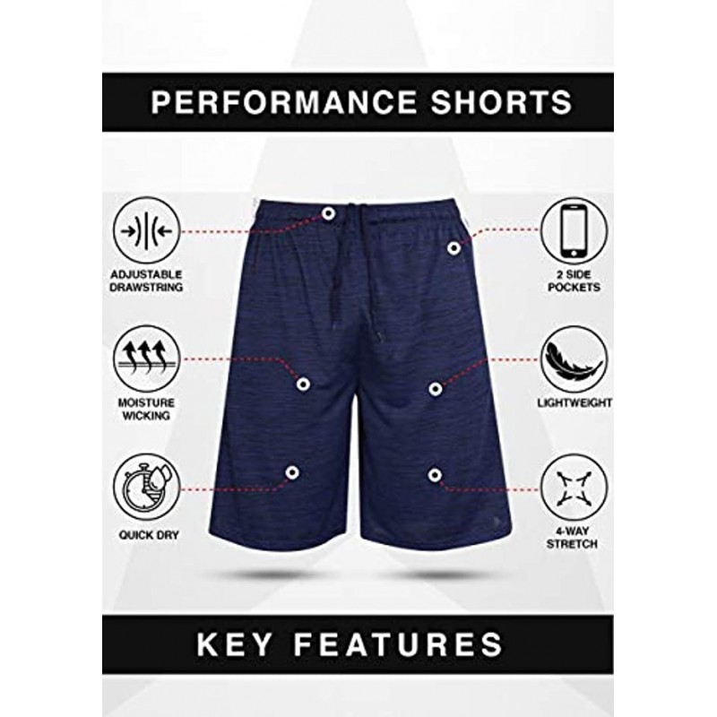 Reset Men's Athletic Shorts with Pockets Dri-Fit Color Block Mesh Gym Shorts 4 Pack