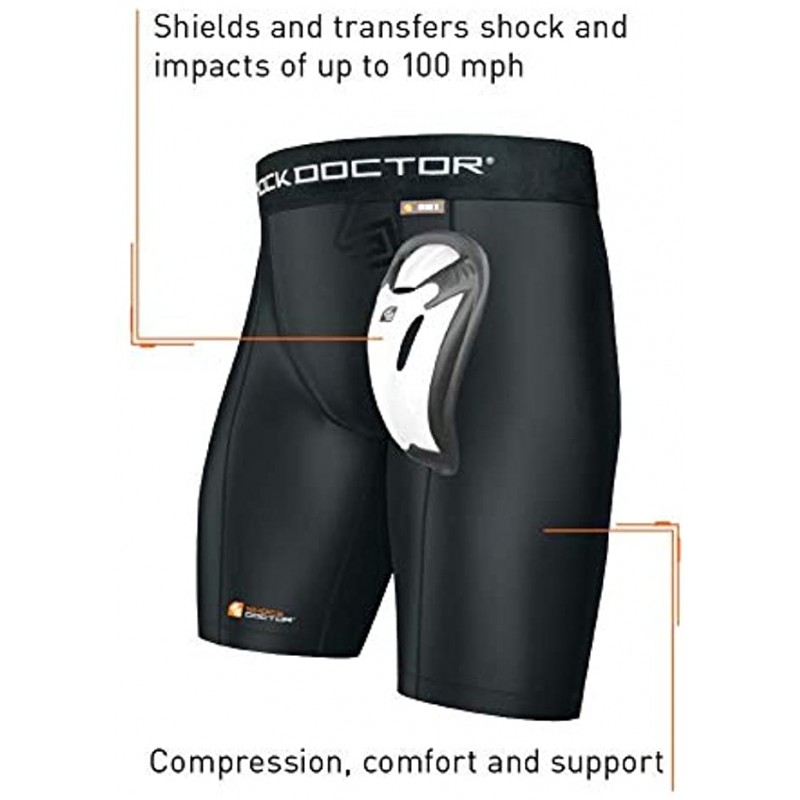 Shock Doctor 2 Pack Compression Shorts Briefs with Bio-Flex Protective Cup. Men’s Youth Baseball Hockey Lacrosse etc