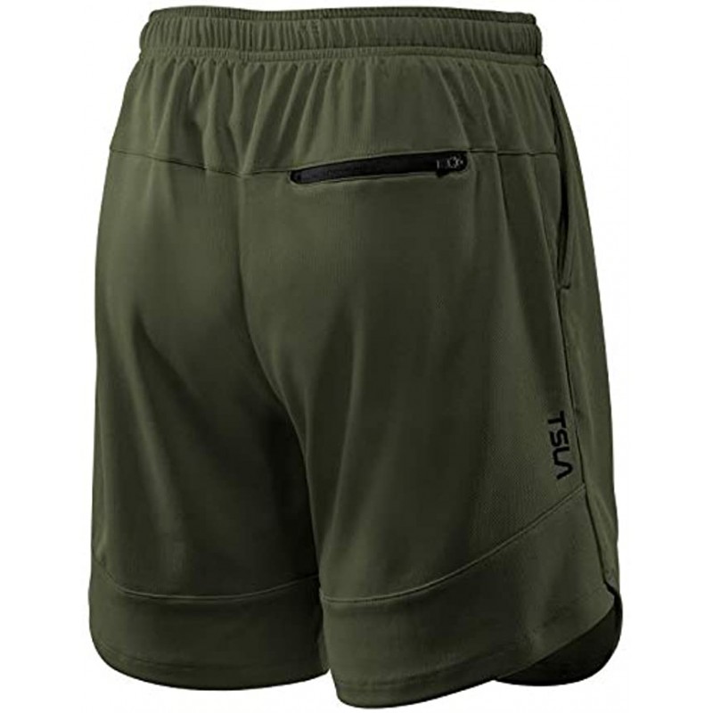 TSLA Men's 2 in 1 Active Running Shorts Quick Dry Exercise Workout Shorts Gym Training Athletic Shorts with Pockets