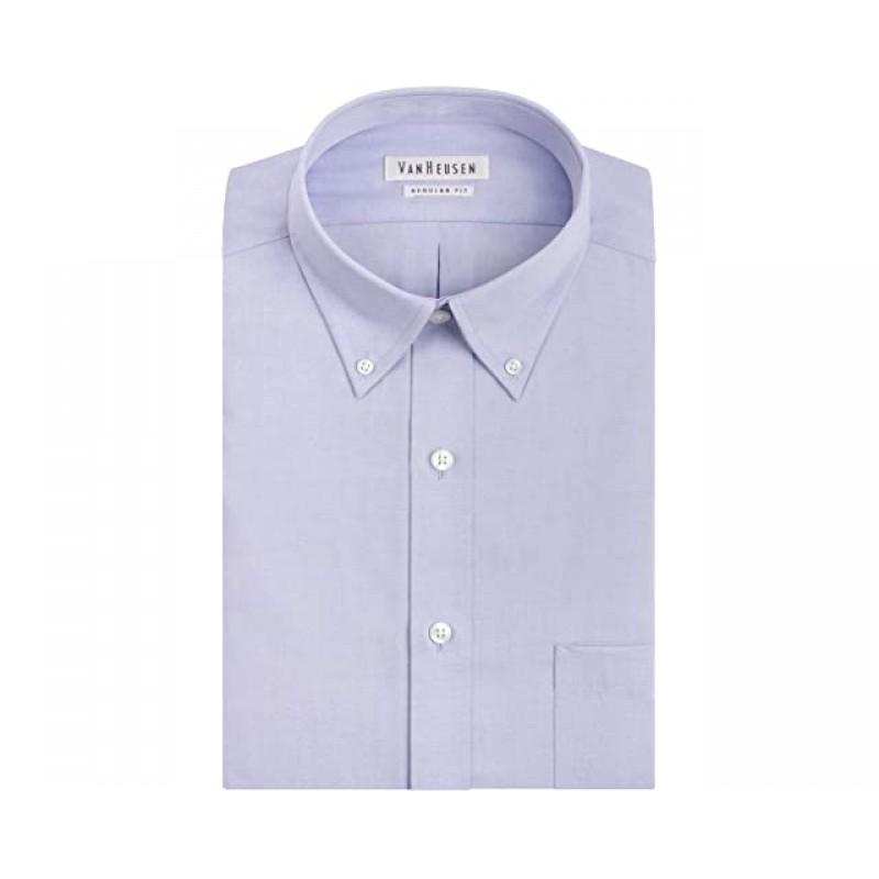 Van Heusen Men's Dress Shirt Regular Fit Pinpoint Solid Blue