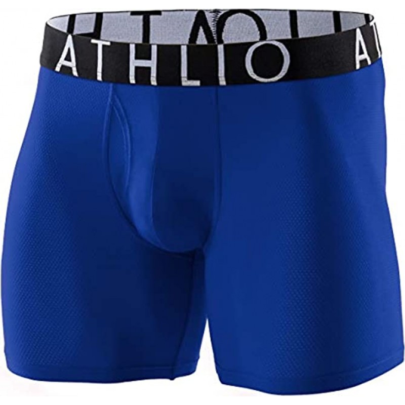 ATHLIO 3 Pack Men's Breathable Underwear Performance Cooling Mesh Boxer Briefs Open Fly Trunks with Pouch