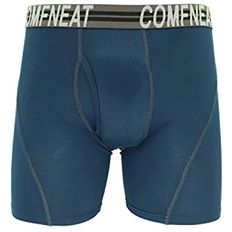 Comfneat Men's 5 Sport Performance Boxer Briefs Polyester Underwear with Fly 4-Pack