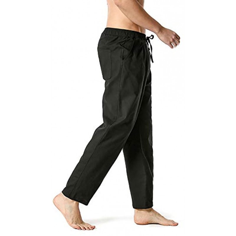 Mens Cotton Yoga Sweatpants Drawstring Cargo Pants Joggers Straight Leg Running Casual Athletic Pants with Pockets