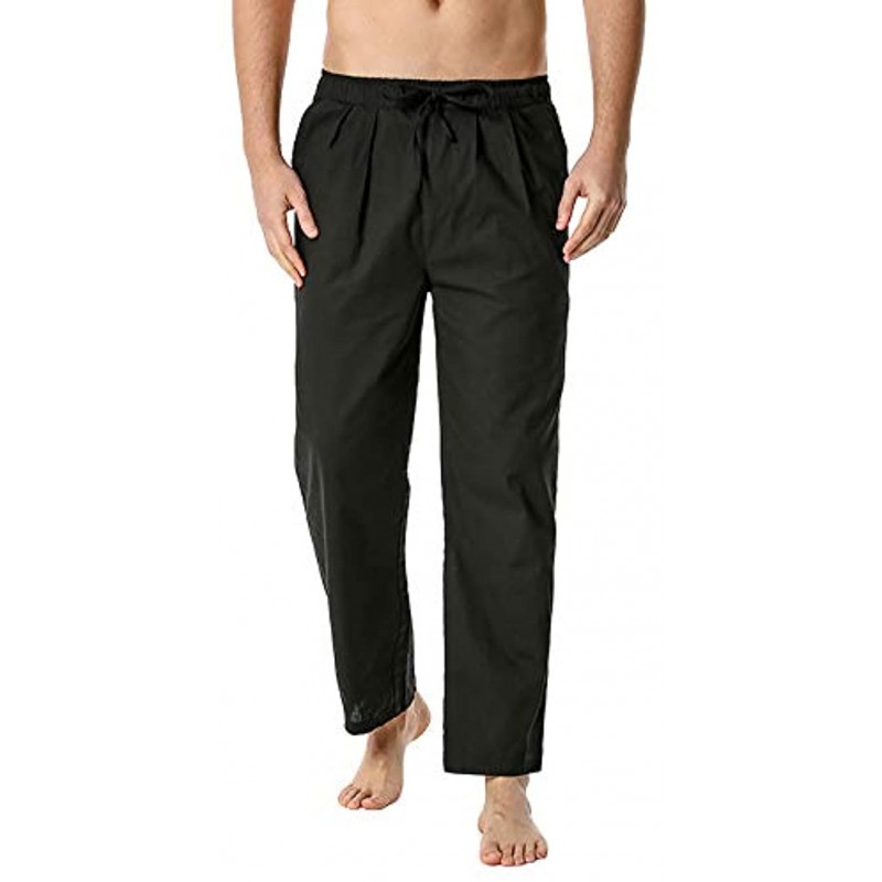 Mens Cotton Yoga Sweatpants Drawstring Cargo Pants Joggers Straight Leg Running Casual Athletic Pants with Pockets