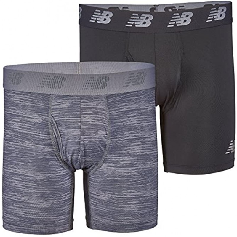 New Balance Men's Premium Performance 6 Boxer Brief Underwear Pack of 2