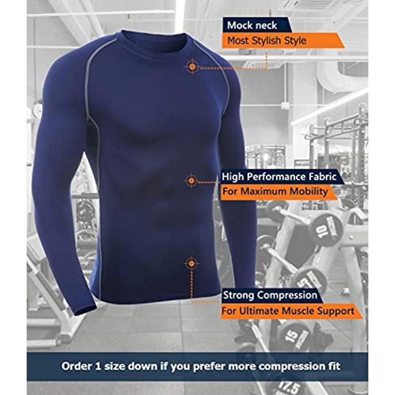 SILKWORLD Men's Long-Sleeve Compression Shirt Base-Layer Running Top