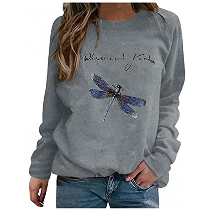 FABIURT Cute Sweatshirts for Women Womens Casual Dandelion Print Long Sleeve Blouses Pullover Graphic Crewneck Sweaters